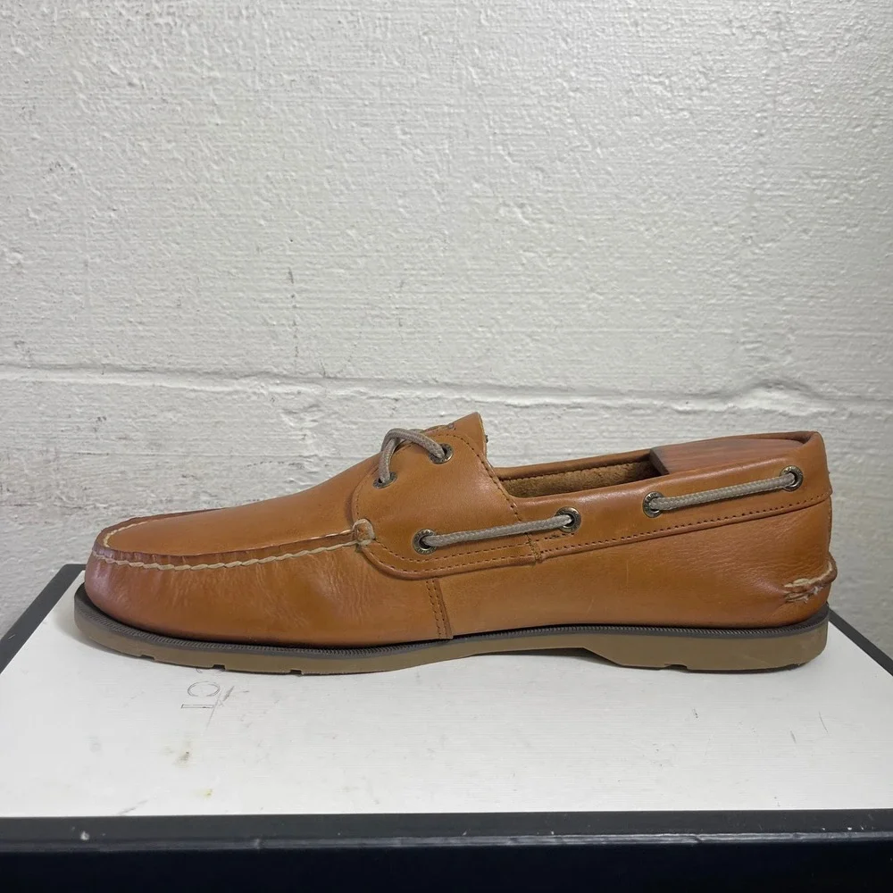 Sperry Top Sider Leeward 077789 Boat Shoes Brown Leather Slip On Men's 12 M